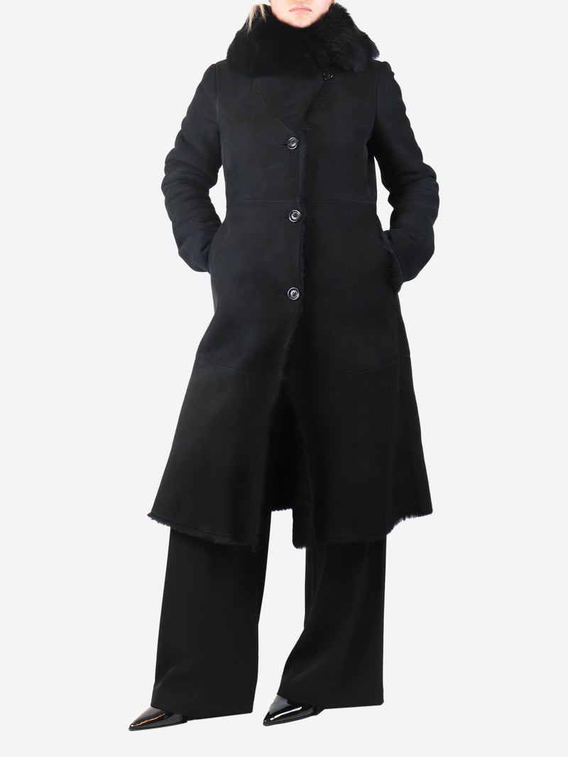 Black lambskin coat - size UK 12 Coats & Jackets Fratelli Rossetti 