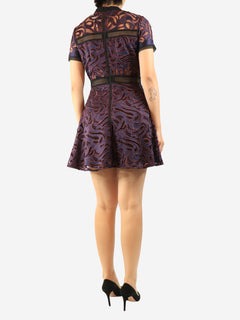 Purple broderie mini dress - size UK 10