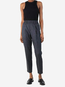 Brunello Cucinelli Grey elasticated waist wool trousers - size UK 4