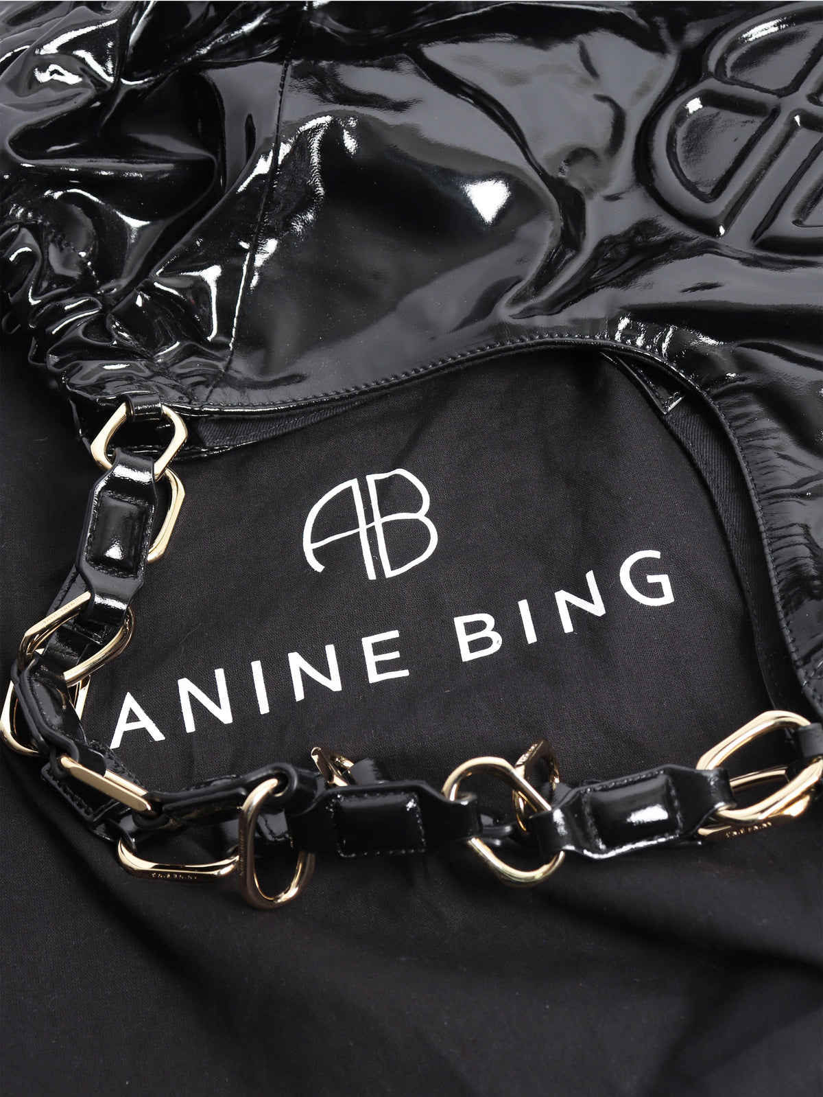 Black high-shine leather Kate tote bag Tote Bags Anine Bing 