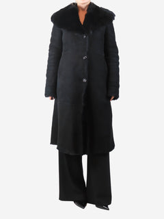 Black lambskin coat - size UK 12 Coats & Jackets Fratelli Rossetti 