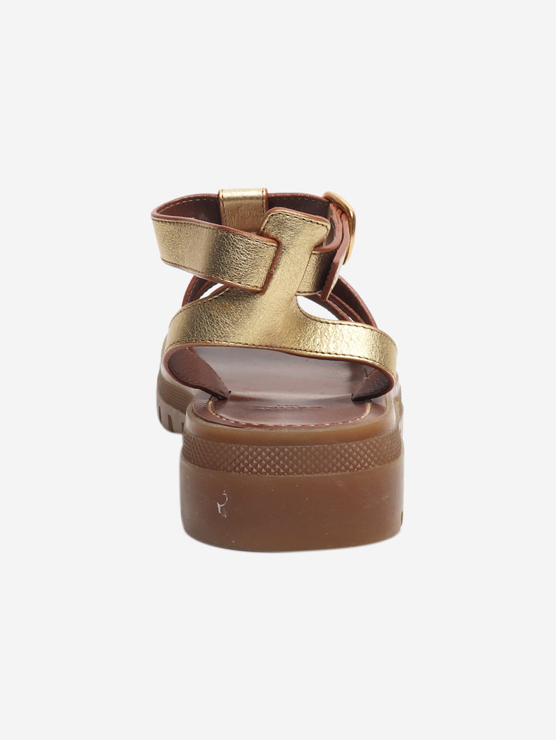 Gold Clea Triomphe sandals - size EU 38 Flat Sandals Celine 