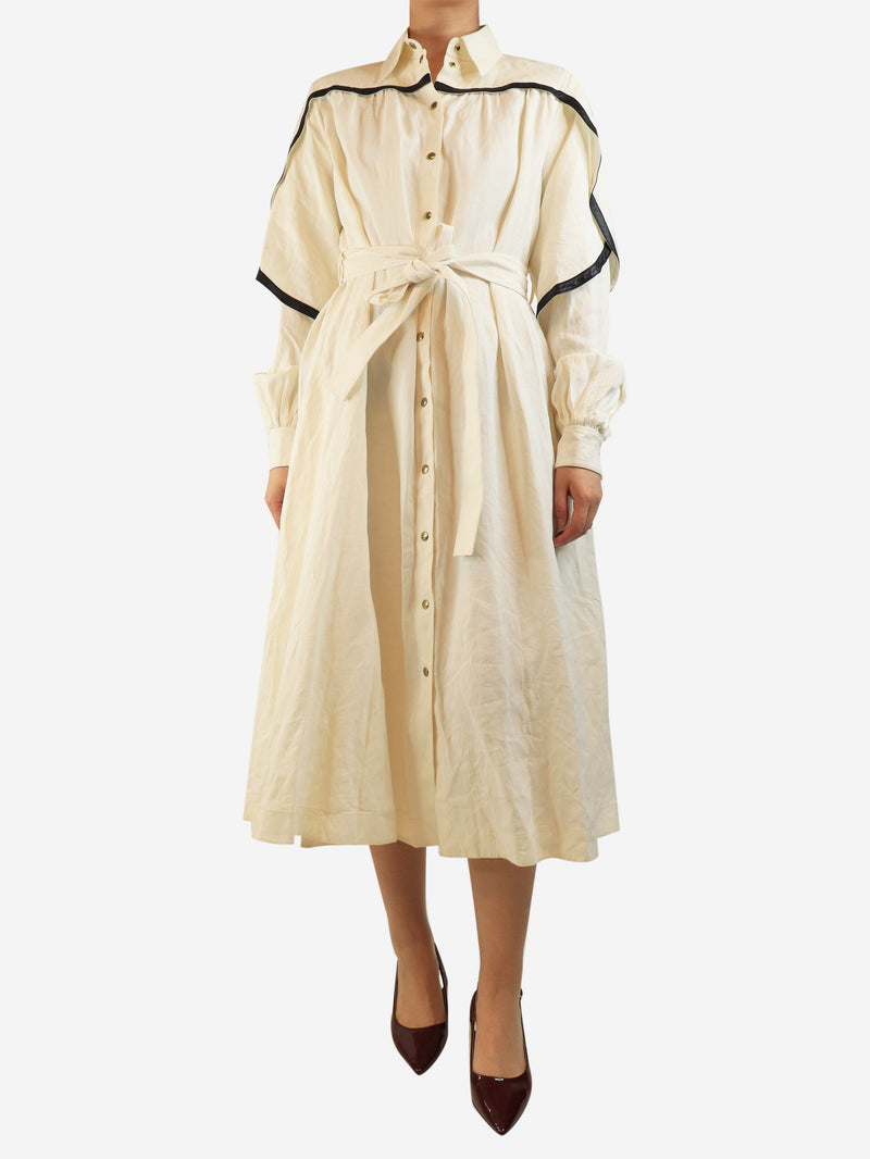 Cream belted linen shirt dress - size UK 8 Dresses Celine 