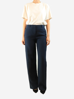 Navy silk and wool-blend trousers - size UK 12 Trousers Loro Piana 