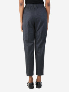 Brunello Cucinelli Grey elasticated waist wool trousers - size UK 4