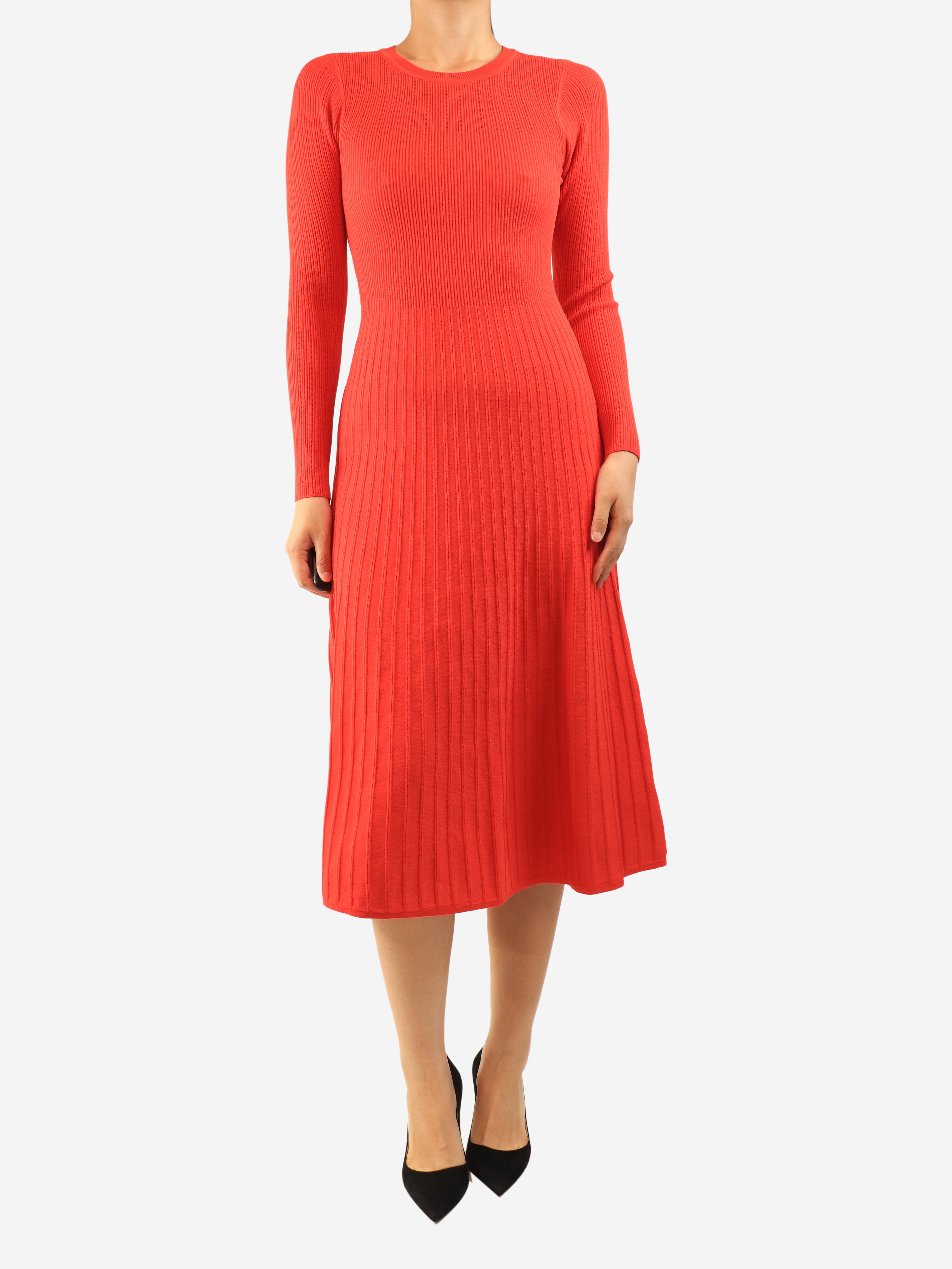 Red knit midi dress - size S