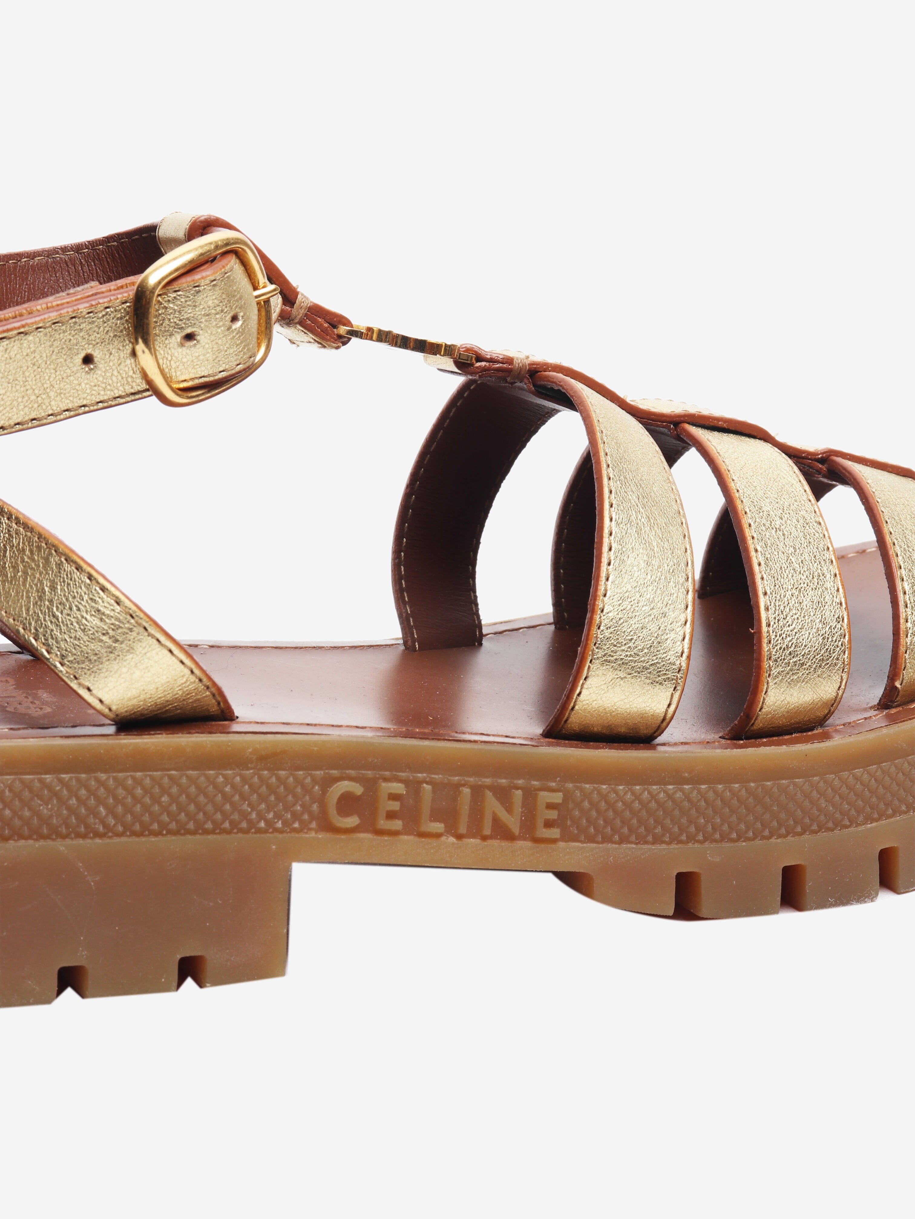 Gold Clea Triomphe sandals - size EU 38 Flat Sandals Celine 