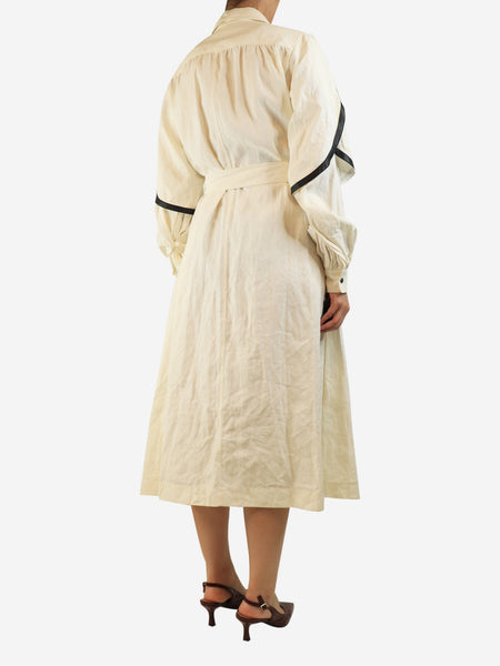Cream belted linen shirt dress - size UK 8 alternate image