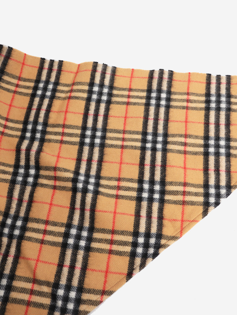 Beige cashmere check scarf