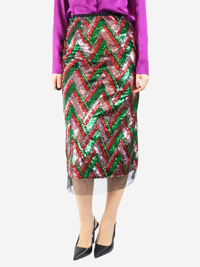 Green and pink sequin chevron skirt - size UK 10 Skirts Gucci 