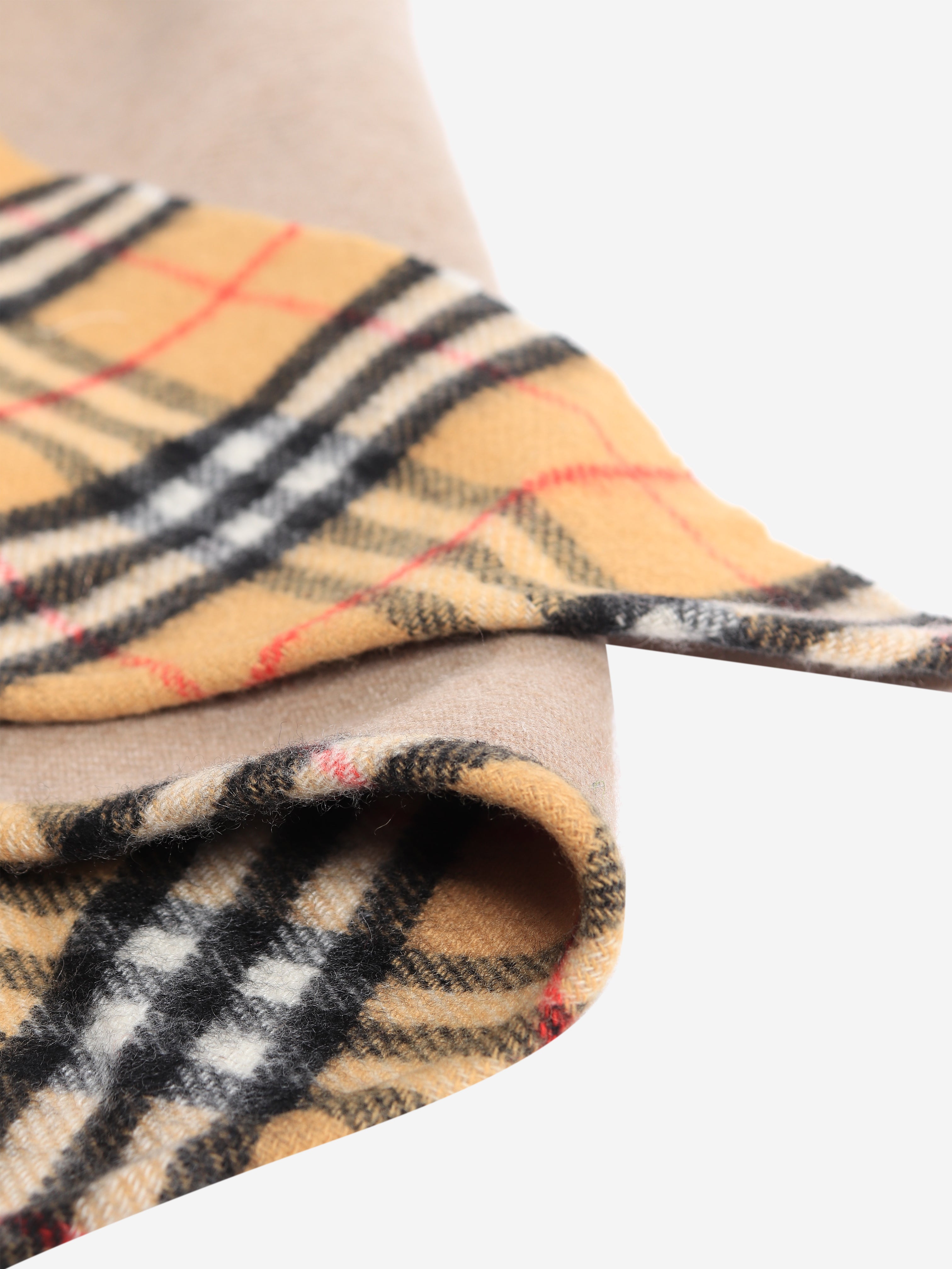 Beige cashmere check scarf