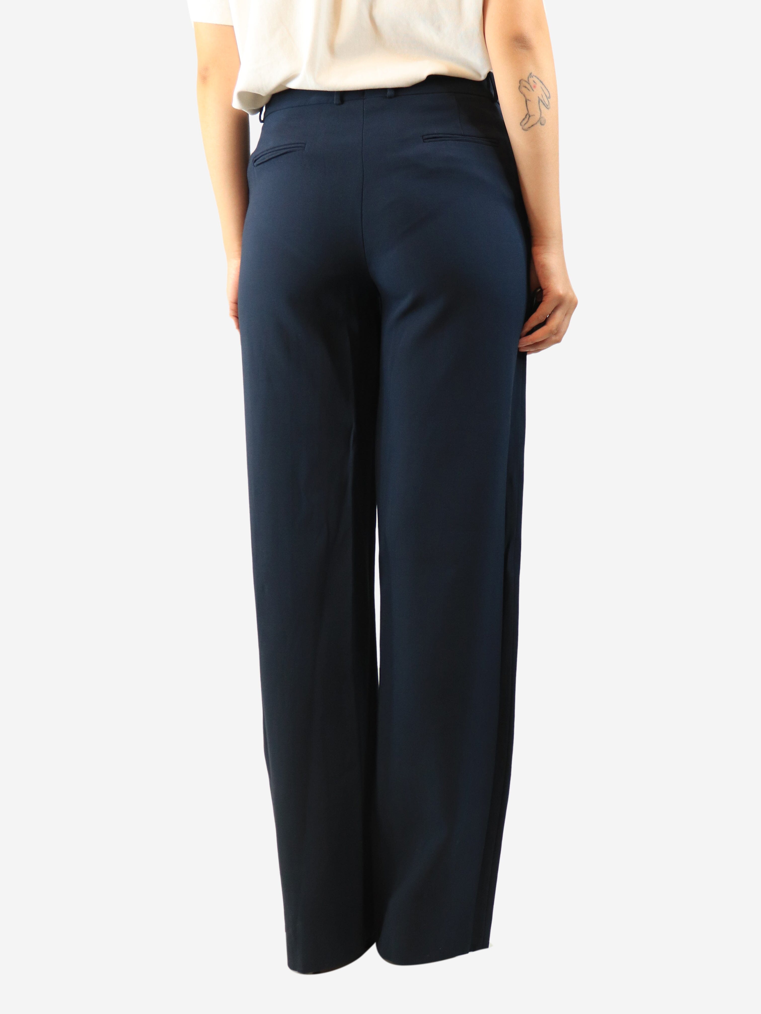 Navy silk and wool-blend trousers - size UK 12 Trousers Loro Piana 