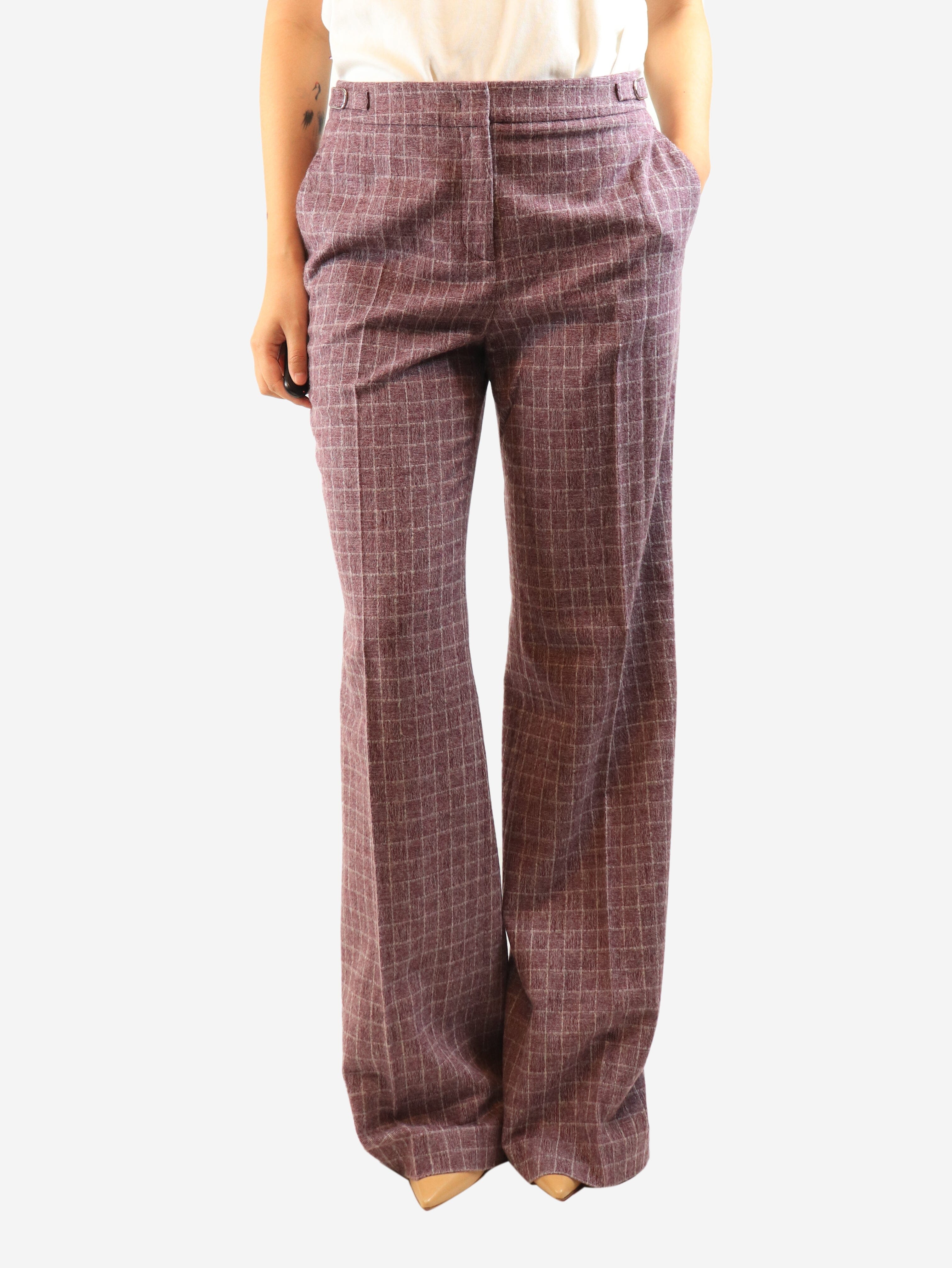 Purple grid-check wool trousers - size UK 12 Trousers Gabriela Hearst 