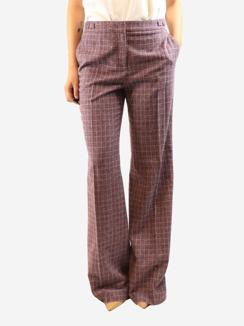 Purple grid-check wool trousers - size UK 12 Trousers Gabriela Hearst 
