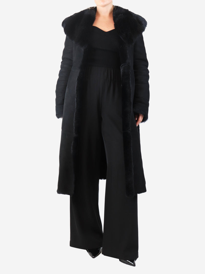Black lambskin coat - size UK 12 Coats & Jackets Fratelli Rossetti 