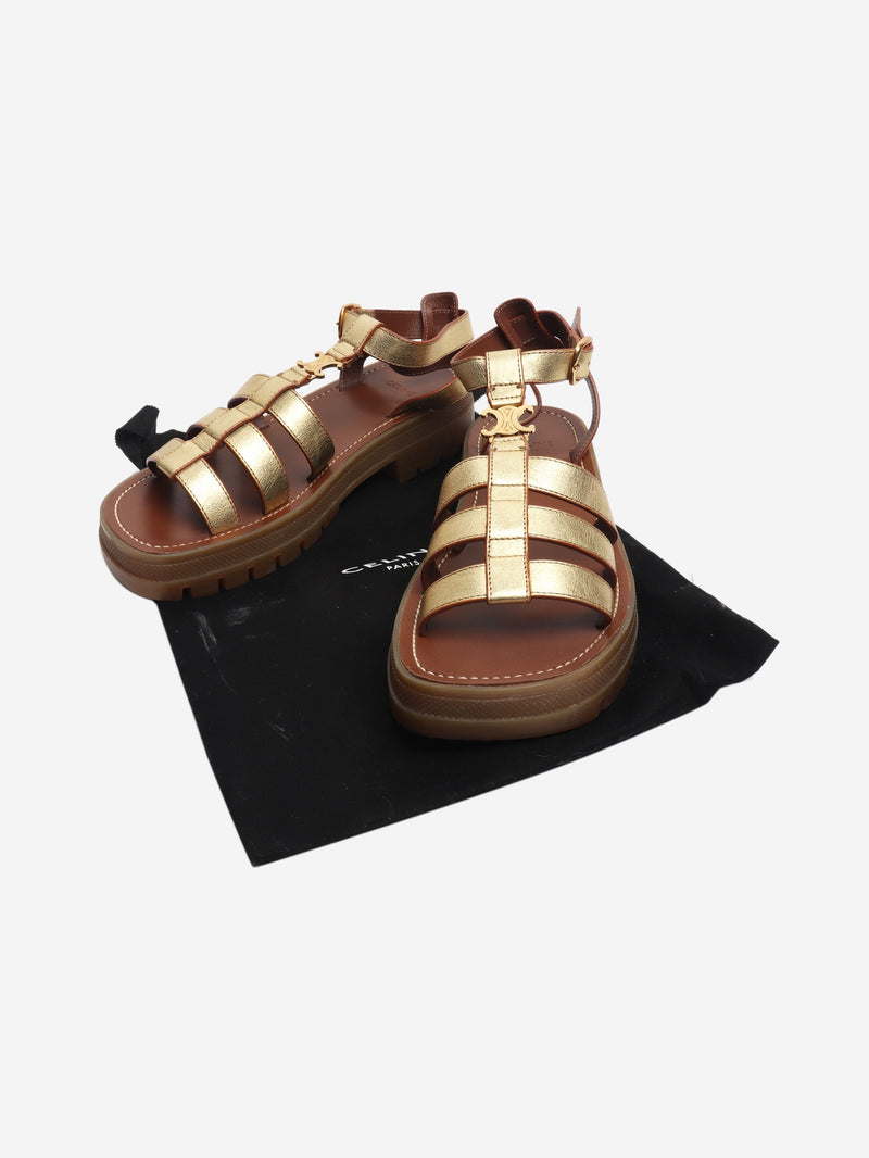 Gold Clea Triomphe sandals - size EU 38 Flat Sandals Celine 
