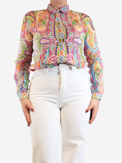 Pink ramie paisley blouse - size UK 12 Tops Etro 