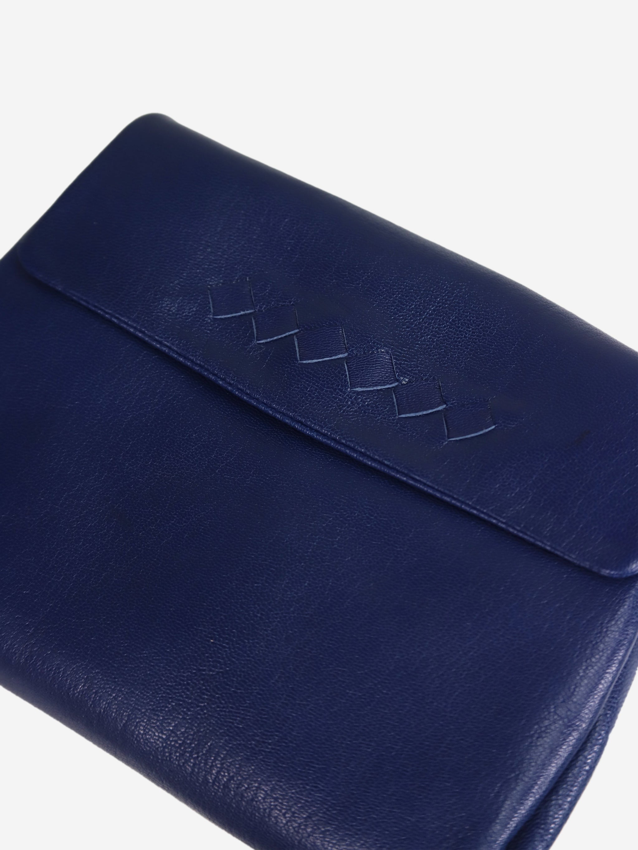 Bottega Veneta pre-owned dark blue leather clutch bag | Sign of the Times