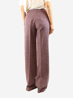 Purple grid-check wool trousers - size UK 12 Trousers Gabriela Hearst 