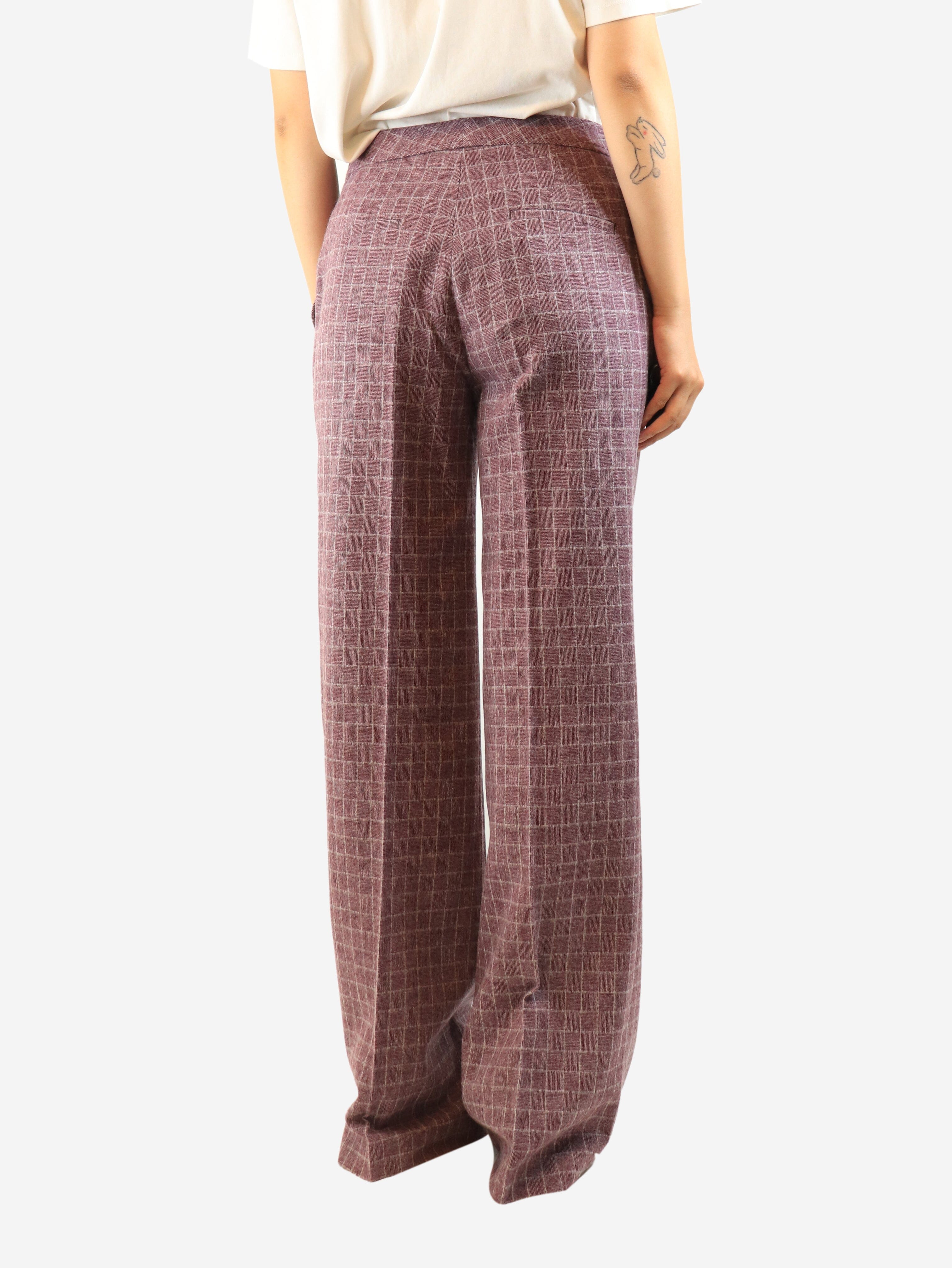 Purple grid-check wool trousers - size UK 12 Trousers Gabriela Hearst 