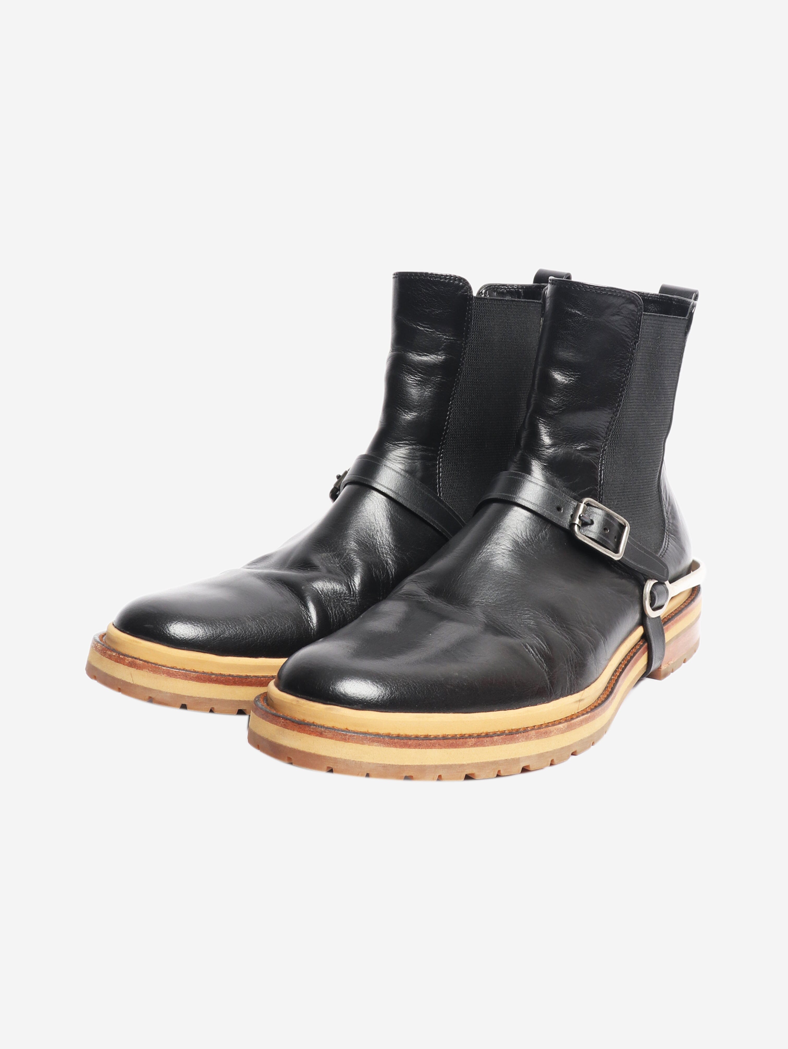Black leather ankle boots - size UK 8 Boots Dries Van Noten 
