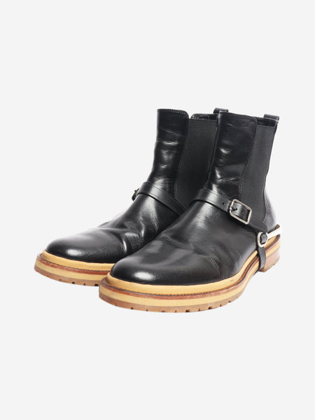 Black leather ankle boots - size UK 8 alternate image