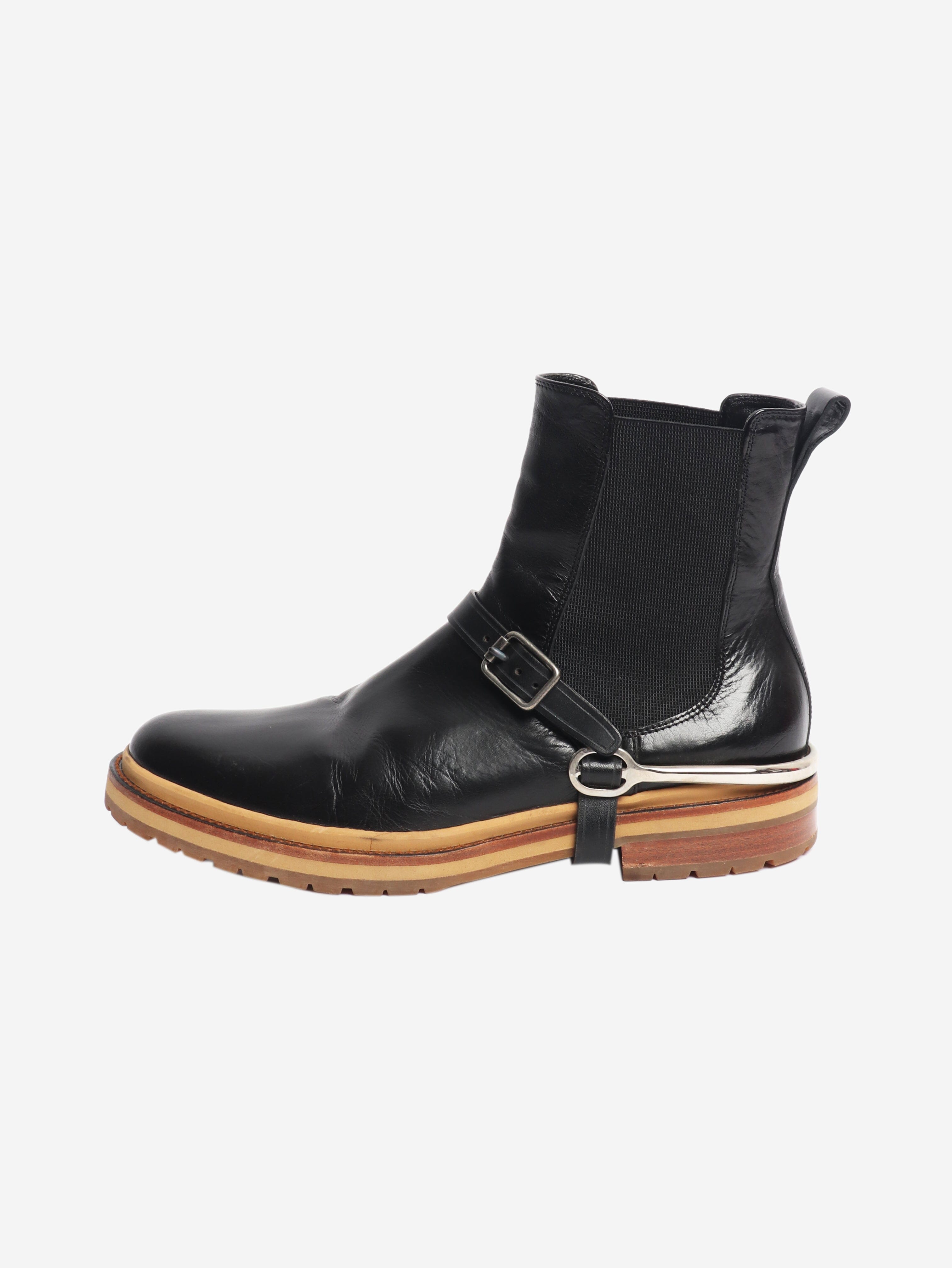 Black leather ankle boots - size UK 8 Boots Dries Van Noten 