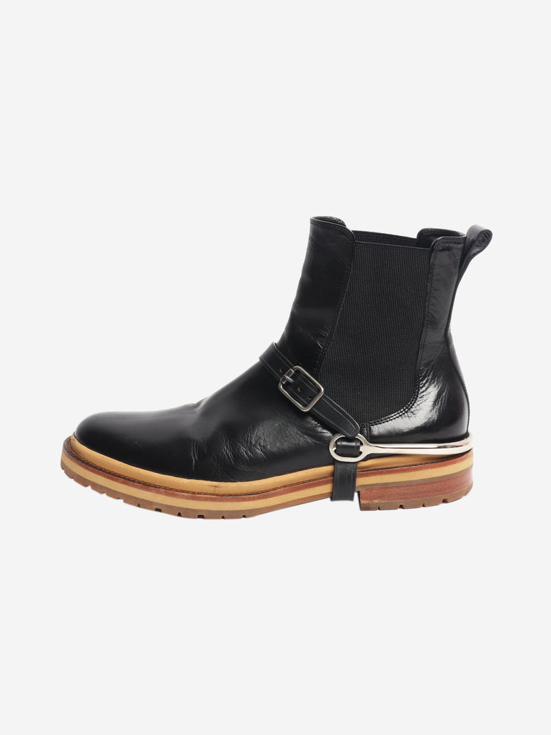 Black leather ankle boots - size UK 8 Boots Dries Van Noten 