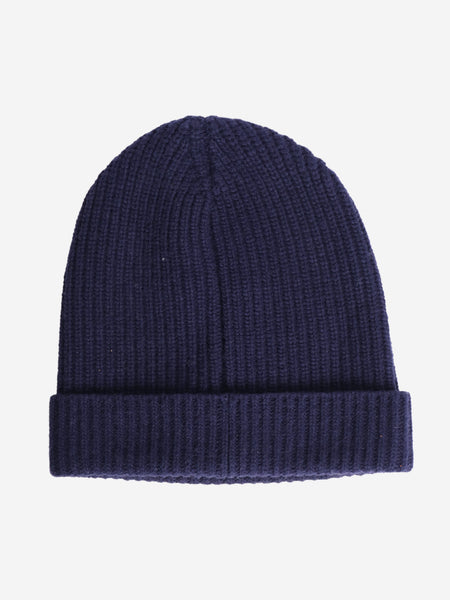 Blue ribbed logo beanie alternate image