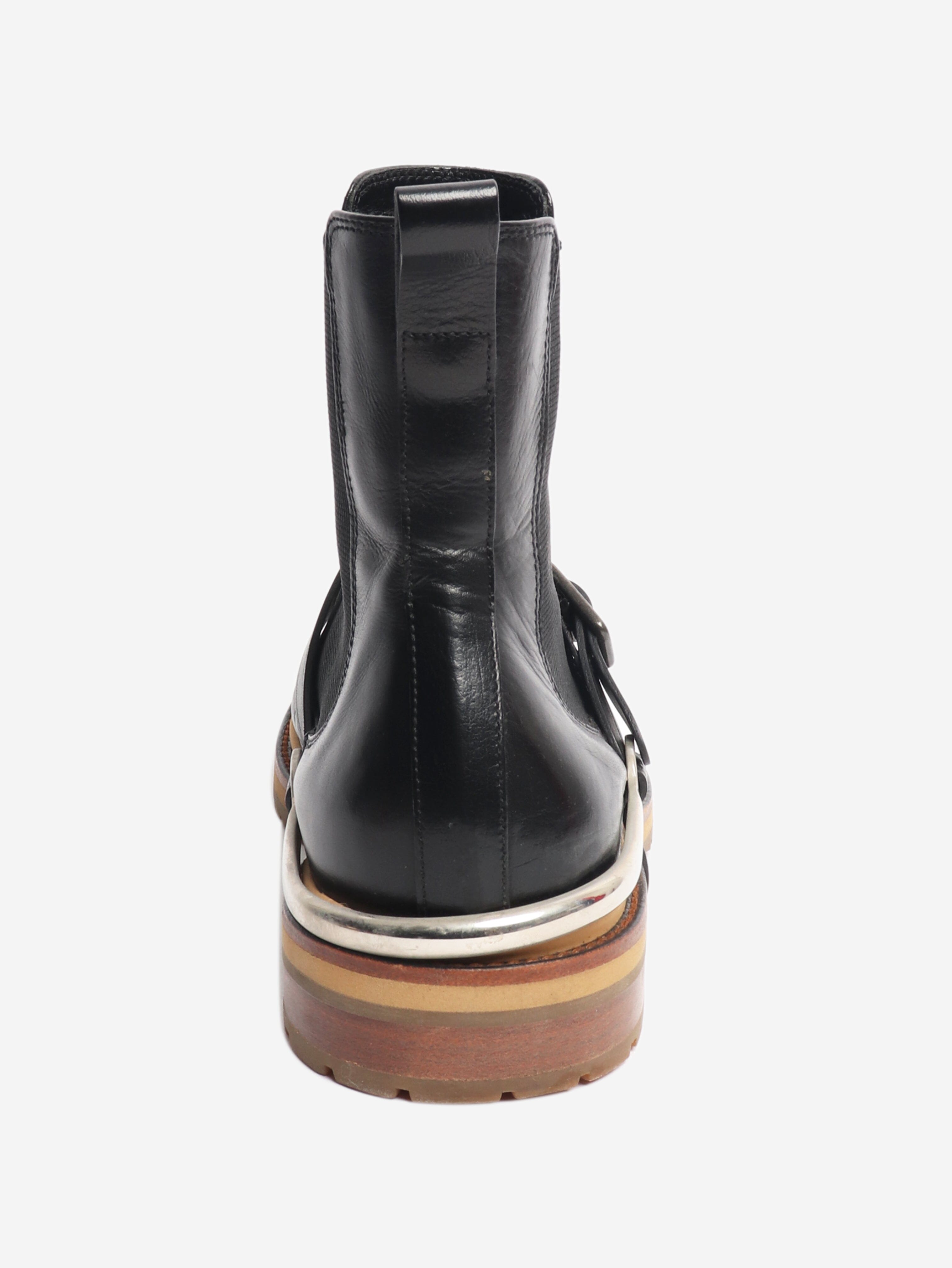 Black leather ankle boots - size UK 8 Boots Dries Van Noten 