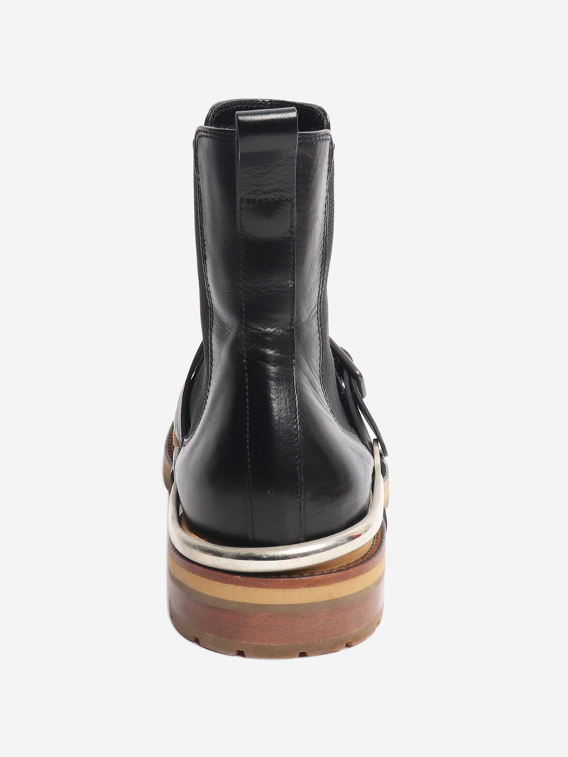 Black leather ankle boots - size UK 8 Boots Dries Van Noten 