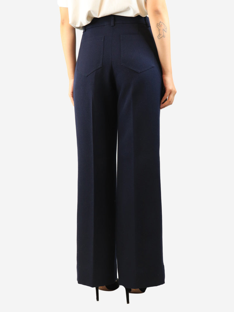 Navy front pockets wool trousers - size UK 12 Trousers Victoria Beckham 