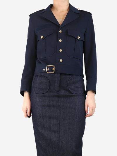 Navy wool jacket with gold logo buttons - size UK 10 Coats & Jackets Celine 