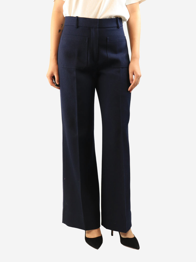 Navy front pockets wool trousers - size UK 12 Trousers Victoria Beckham 