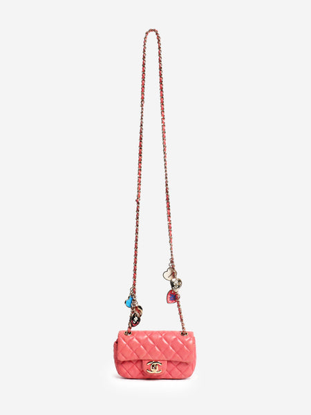 Pink lambskin quilted Valentine Charms extra mini flap bag alternate image