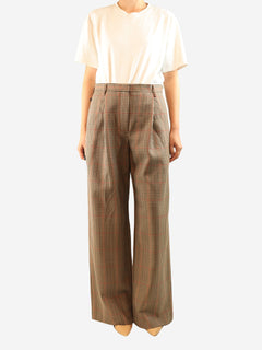 Brown gingham trousers - size UK 10 Trousers Dries Van Noten 