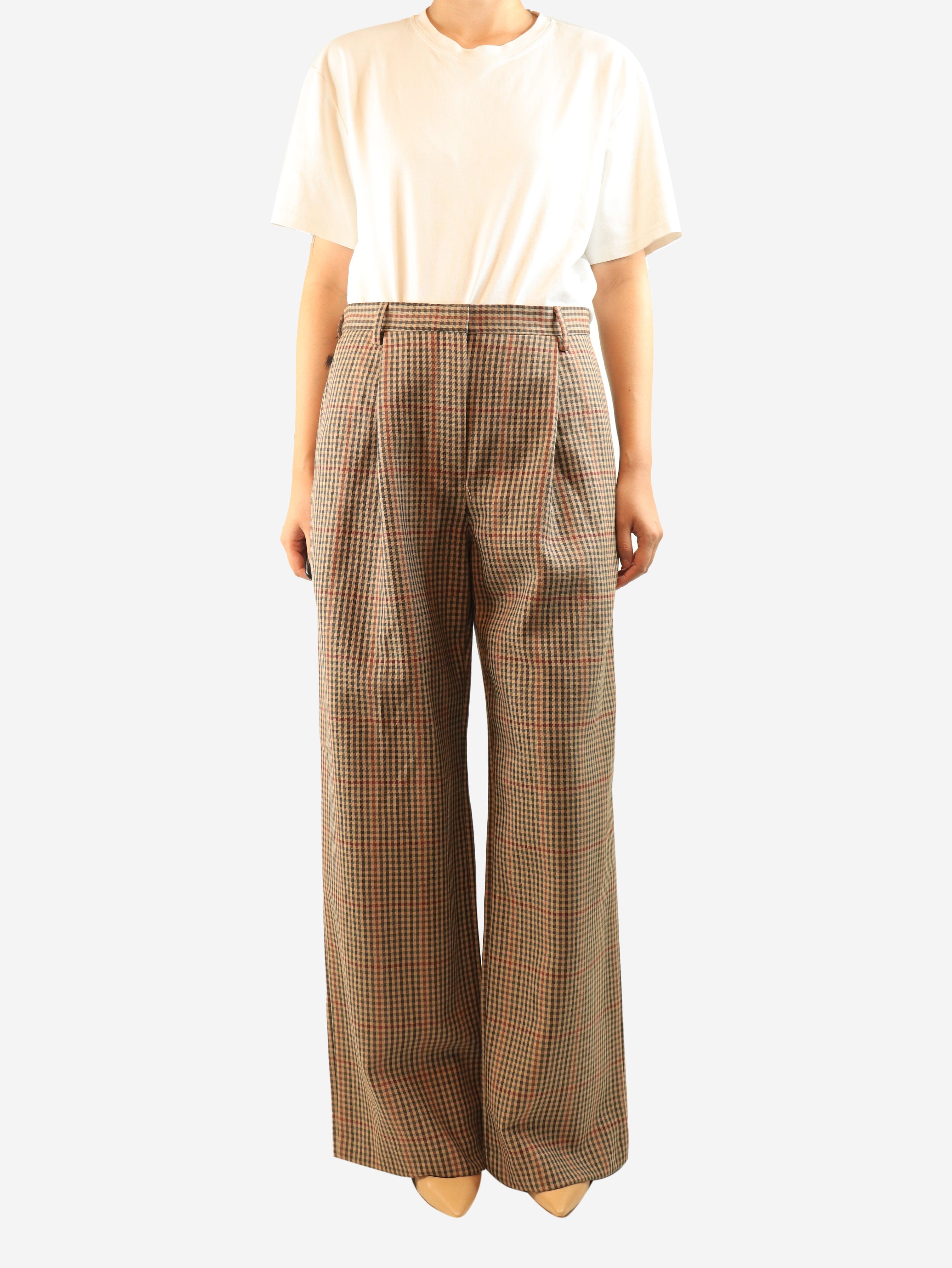 Brown gingham trousers - size UK 10 Trousers Dries Van Noten 
