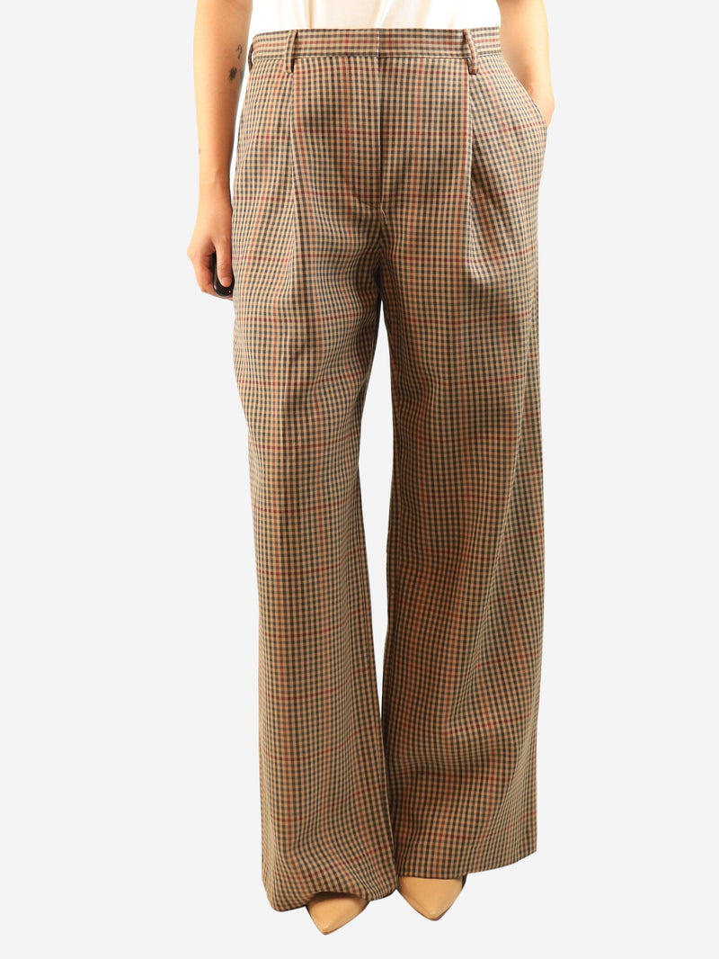Brown gingham trousers - size UK 10 Trousers Dries Van Noten 