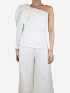 Stella McCartney White asymmetric pleated sleeve top - size UK 8