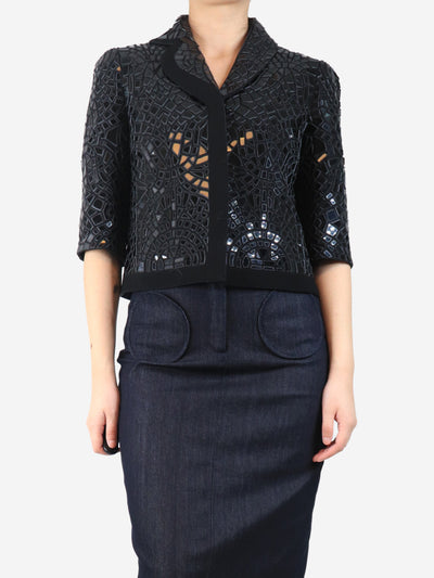 Black embroidered mosaic jacket - size UK 10 Coats & Jackets Giorgio Armani 