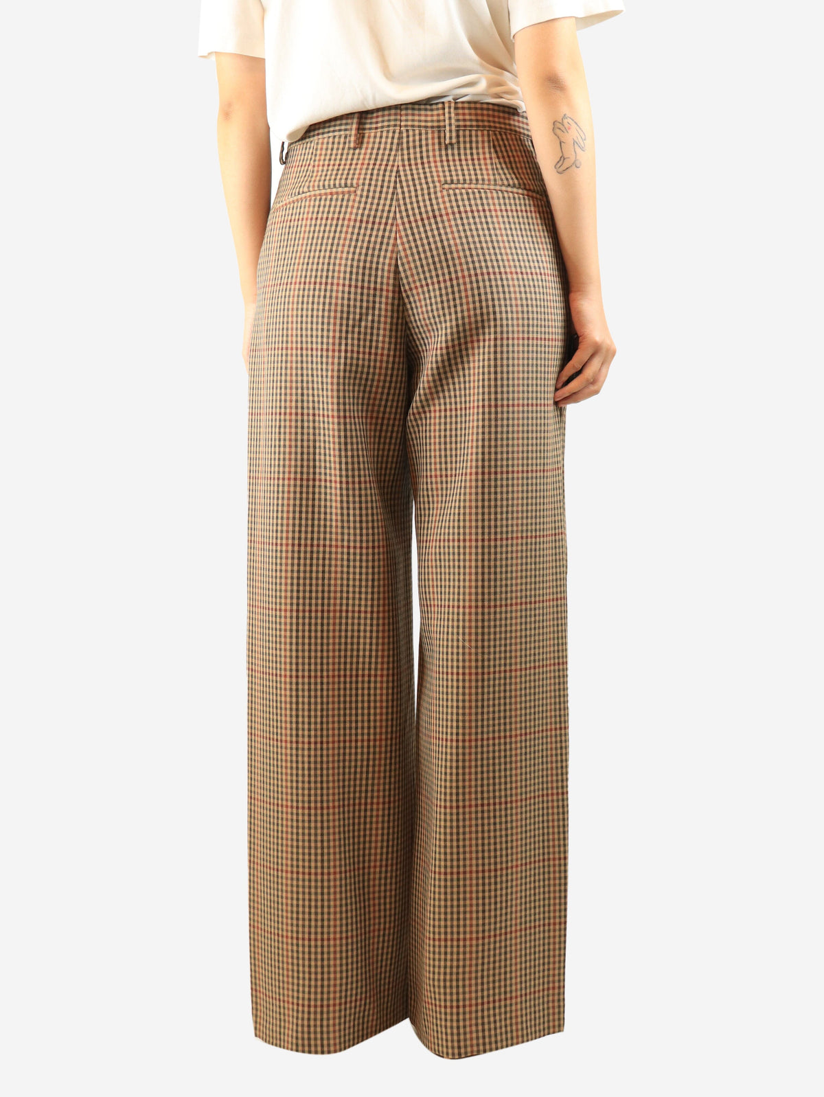 Brown gingham trousers - size UK 10 Trousers Dries Van Noten 