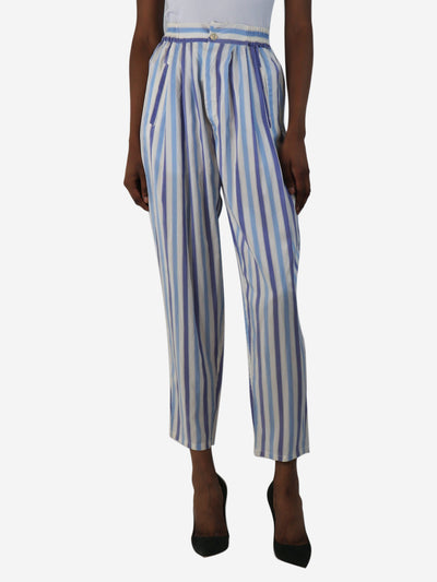 Blue striped silk trousers - size XS Trousers Thierry Colson 