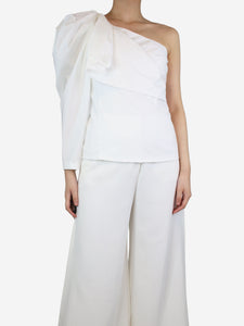 Stella McCartney White asymmetric pleated sleeve top - size UK 8