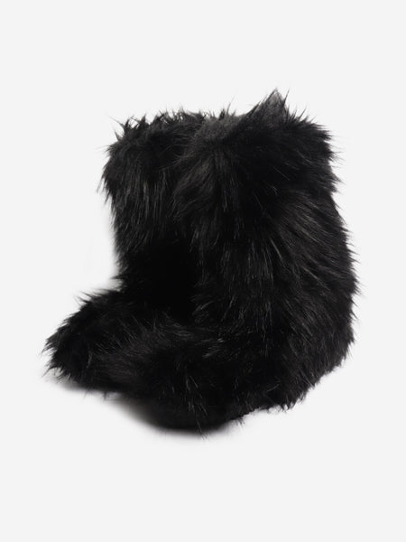 Black faux fur boots - size UK 9 alternate image