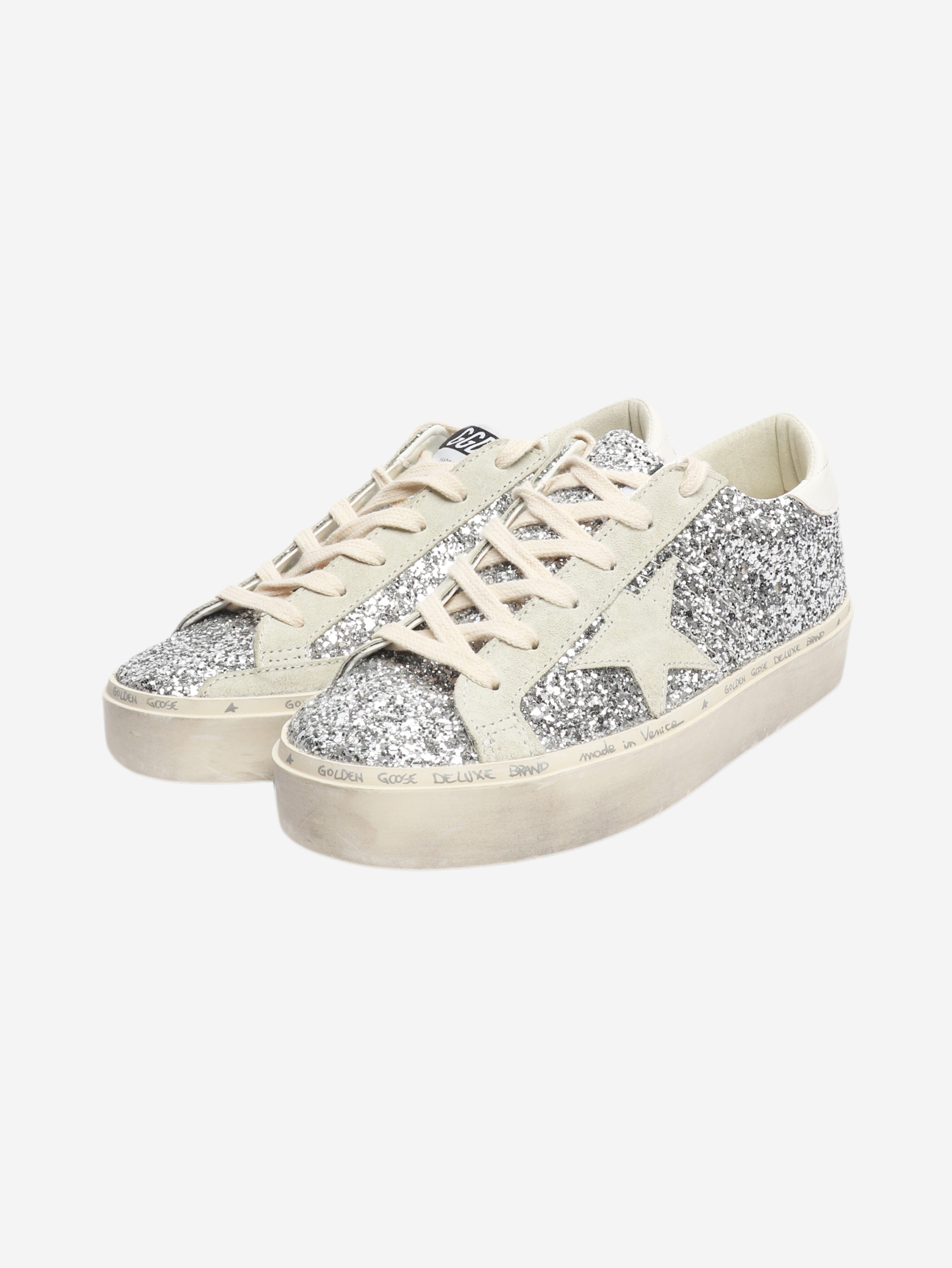 Silver Hi-Star glitter trainers - size EU 38