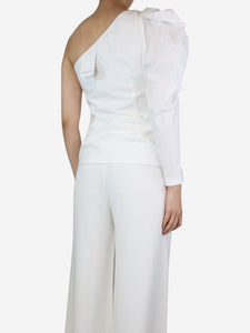 Stella McCartney White asymmetric pleated sleeve top - size UK 8