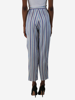 Blue striped silk trousers - size XS Trousers Thierry Colson 