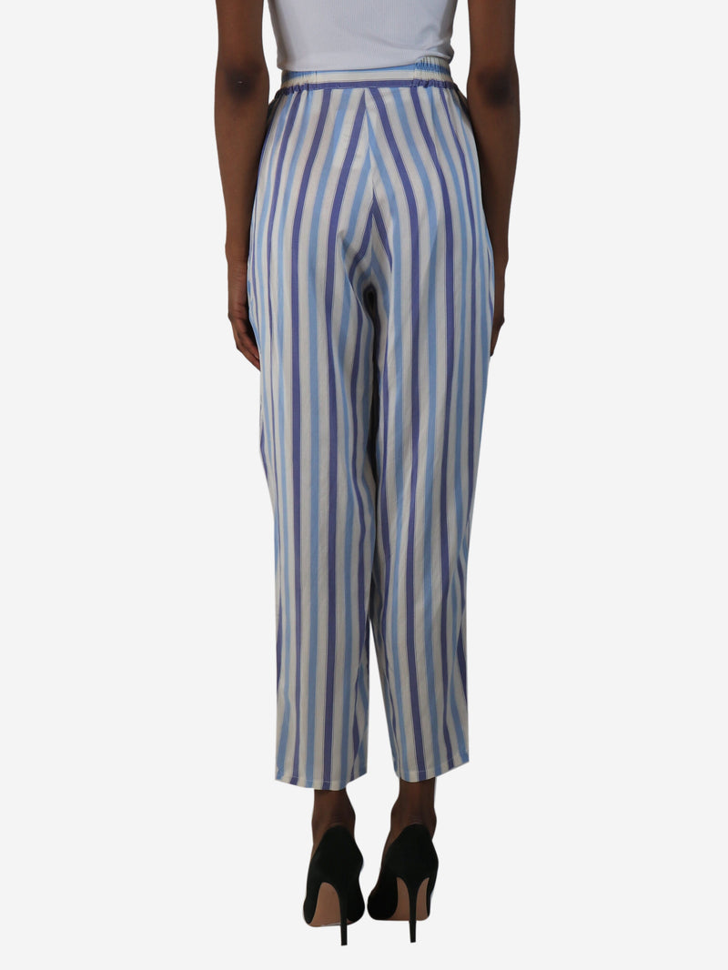 Blue striped silk trousers - size XS Trousers Thierry Colson 