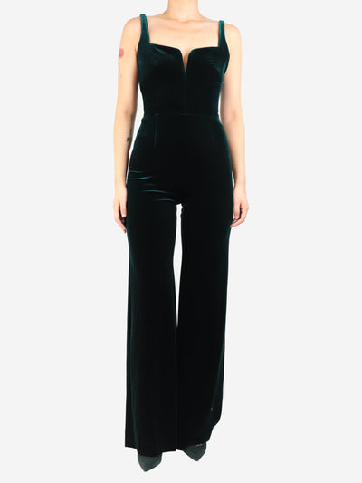 Dark hunter green velvet eclipse jumpsuit - size UK 8 Jumpsuits Galvan London 