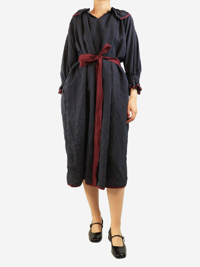 Navy pinstripe linen dress - One size Dresses Kindred of Ireland 